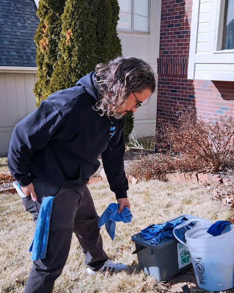 Tony with Grace Window Cleaning getting local supplies